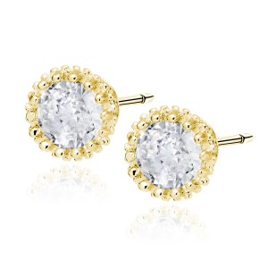 Cercei argint placati cu aur galben cu pietre DiAmanti Z1971EG_W-DIA (Argint 925‰ 1,4 g.)
